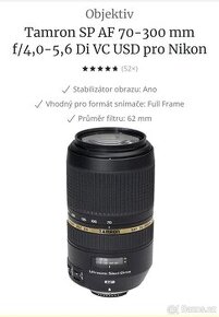 Tamron 70-300 f/4-5.6 Di VC USD pro nikon