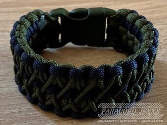 Paracord náramek v army stylu (19 cm) oliv - dark blue