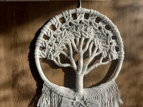 Macramé strom života Ø 30 cm - Lístečkový s lístečkem