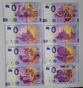 CZ suvenírové 0 euro a MEMO bankovky