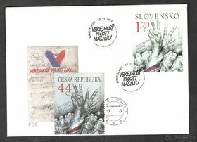 2019 FDC 30. vyroci Sametove revoluce kombinovana frankatura