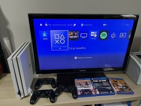 Playstation 4 Pro 1tb, 3 gamepady, 3 hry