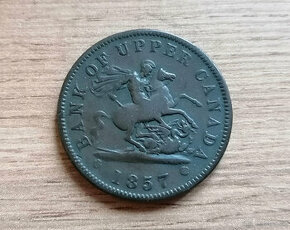 Kanada 1 Penny 1857 krásná mince kolonie Upper Canada - 1