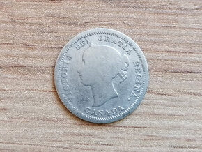 Stříbro 5 Cents 1858 Kanada královna Viktorie stříbrná mince