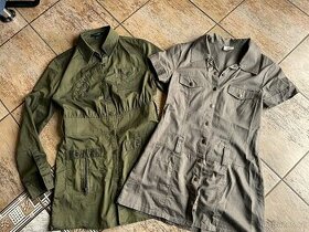 2x zelené khaki dívčí košile 36/38, S/M