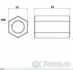 Prodlužovací matice M8x24 mm - nerezové