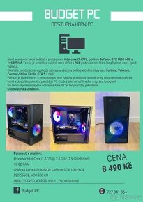 Herní PC i7, GTX 1060 6GB, 16GB RAM, RGB, ZÁRUKA