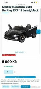 Nádherné černé auto bentley pro děti