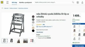 Dětská rostoucí jídelní židlička Lidl, masivní bukové dřevo