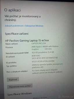 Prodám herní notebook HP Pavilion Gaming Laptop 15