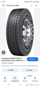 GOODYEAR 315/60 R 22,5 K MAX zadní