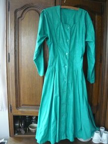 Zelené letní dlouhé  šaty s páskem, střih X, vel. S/M