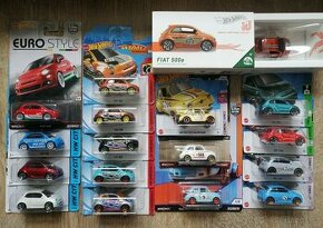 Autíčka hot wheels Fiat 500 (17 kusů)