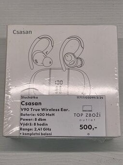 Csasan V90 True Wireless Ear, Nový 2 roky záruka.