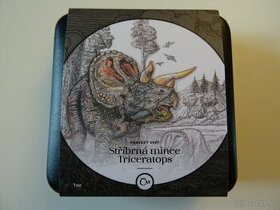 Stříbrná mince Pravěký svět - Triceratops proof