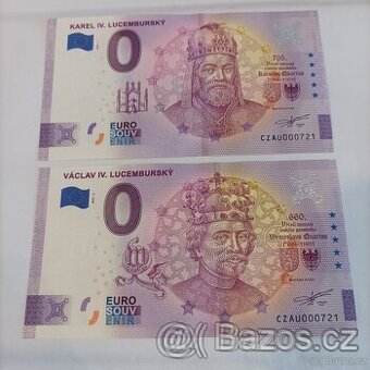 0 euro souvenír Karel IV a Václav IV