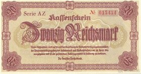 Sudety, 20 RM, 1945, platné na našem území, neperforované