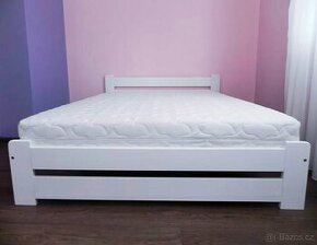 NOVÁ postel masiv borovice bílá 120x200 cm + rošt