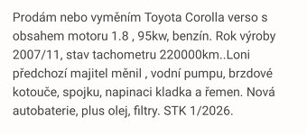 Prodám nebo vyměním Toyota Corolla verso - 20