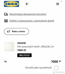 Ikea HASVIK posuvné dveře 200x236 Cm (PAX) - 2