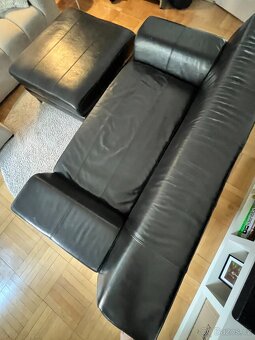 IKEA KRAMFORS / černá kůže / kožená dvou sedačka + ottoman - 2