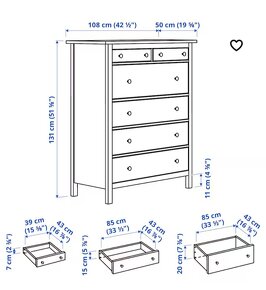 Ikea hemnes komoda mořidlo antik vysoká - 2