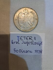 Stříbrných 50 dinárů Petr II. 1938 Jugoslávie - 2