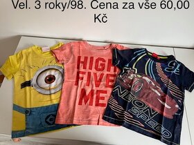 Trička, mikiny, kraťasy, tepláky - kluk 3 roky/98,104 - 2