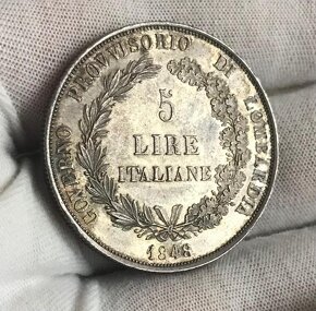 Stříbrná 5 lira 1848 M | revoluční | krásný sbírkový stav - 2