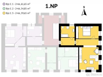 Pronájem bytu 2+kk, 61,65 m2, Liberec I-Staré Město - 2