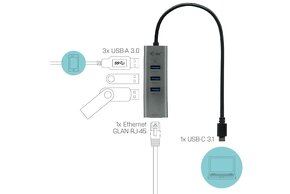 i-tec USB-C 3-port HUB s GigabitLAN - 2