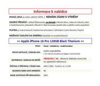 iPhone 16 Pro 128GB černý ROZBALENO +příslušenství - 2