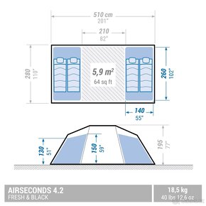 Nafukovací stan Air Seconds 4.2 F&B | 4 osoby | 2 ložnice - 2