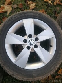 ALU kola Škoda 5x100, + letní pneu 195/55 R15 - 2