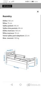 Dětská postel v perfektním stavu - bílá - 2