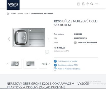 GROHE nerez kuchyňský dřez 86x50 celoplošný - 2