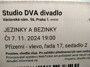 2x vstupenka na vyprodané divadlo JEZINKY A BEZINKY s Ivou - 2