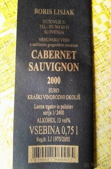 CABERNET SAUVIGNON 2000  archivní červené víno - 2