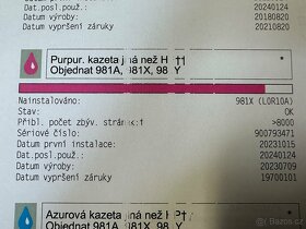 prodam čerstvě koupený inkoust HP 981X černou a purpurovou - 2