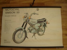 výukové plakáty , tabla motocyklu simson originál 3 ks - 2