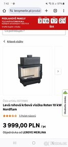 Levá rohová krbová vložka Roten 10 kW Nordflam Zobrazit podr - 2