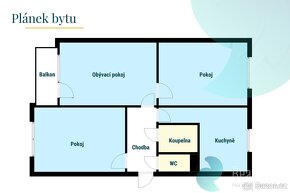 Prodej, byt, 3 + 1. 72 m2, lodžie, sklep, ul. Přistoupimská, - 2