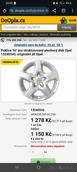 1KS ORIGINÁLNÍ POKLICE OPEL 16" STRUKTURA - 2