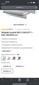 Sklápěcí postel BED CONCEPT 1-bílá,180x200cm - 2