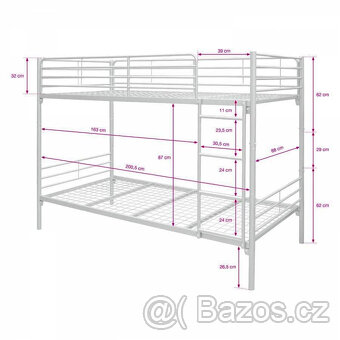 Kovová dvoulůžková palanda IKEA Svarta - MŮŽU DOVÉZT - 2