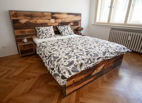 Industriální postel 200x160cm,noční stolky,kov,dřevo,200+kg - 2