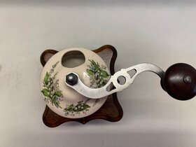Porcelánový stolní mlýnek na kávu - květiny konvalinky - 2