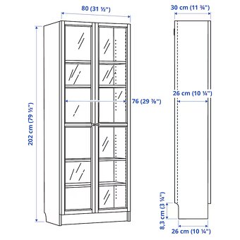 IKEA BILLY / OXBERG Knihovna s prosklenými dvířky - 2