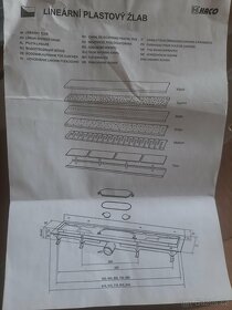 Žlab podlahový lineární ke stěně 850 mm - 2