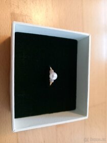 Zlatý briliantový prsten s perlou 0,02 ct NOVÝ - 2